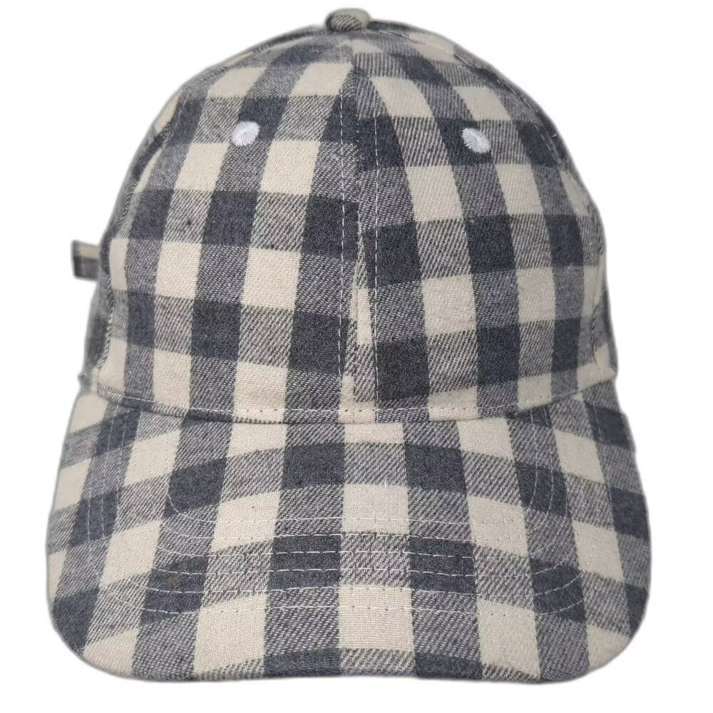 Cocus Pocus Baseball Cap Gray White OS Slideback Hat Plaid Pattern Adjustable